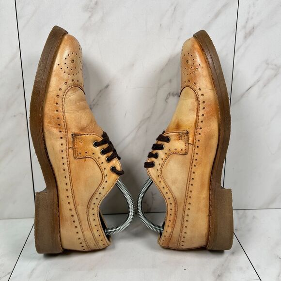 Bed Stu Mens Size 8.5 Brown Distressed Leather Wingtip Oxfords Dress Shoes - Picture 5 of 9